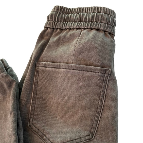 Express Super High Waisted Gray Denim Drawstring Joggers - Picture 5 of 8